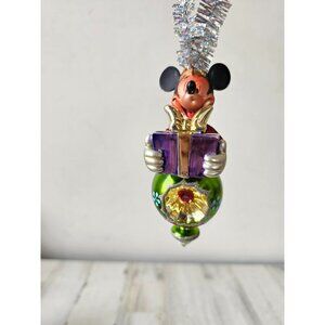 Mickey indent reflector ornament present Park Disney‎ Xmas glitter 2007 tree